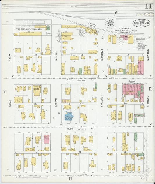 Sanborn Fire Insurance Map from Grand Island, Hall County, Nebraska (1899), Sheet #0011 - Historic Sanborn Fire Insurance Map Print, vintage old map wall art, antique decor, genealogy gift, Nebraska Nebraska map