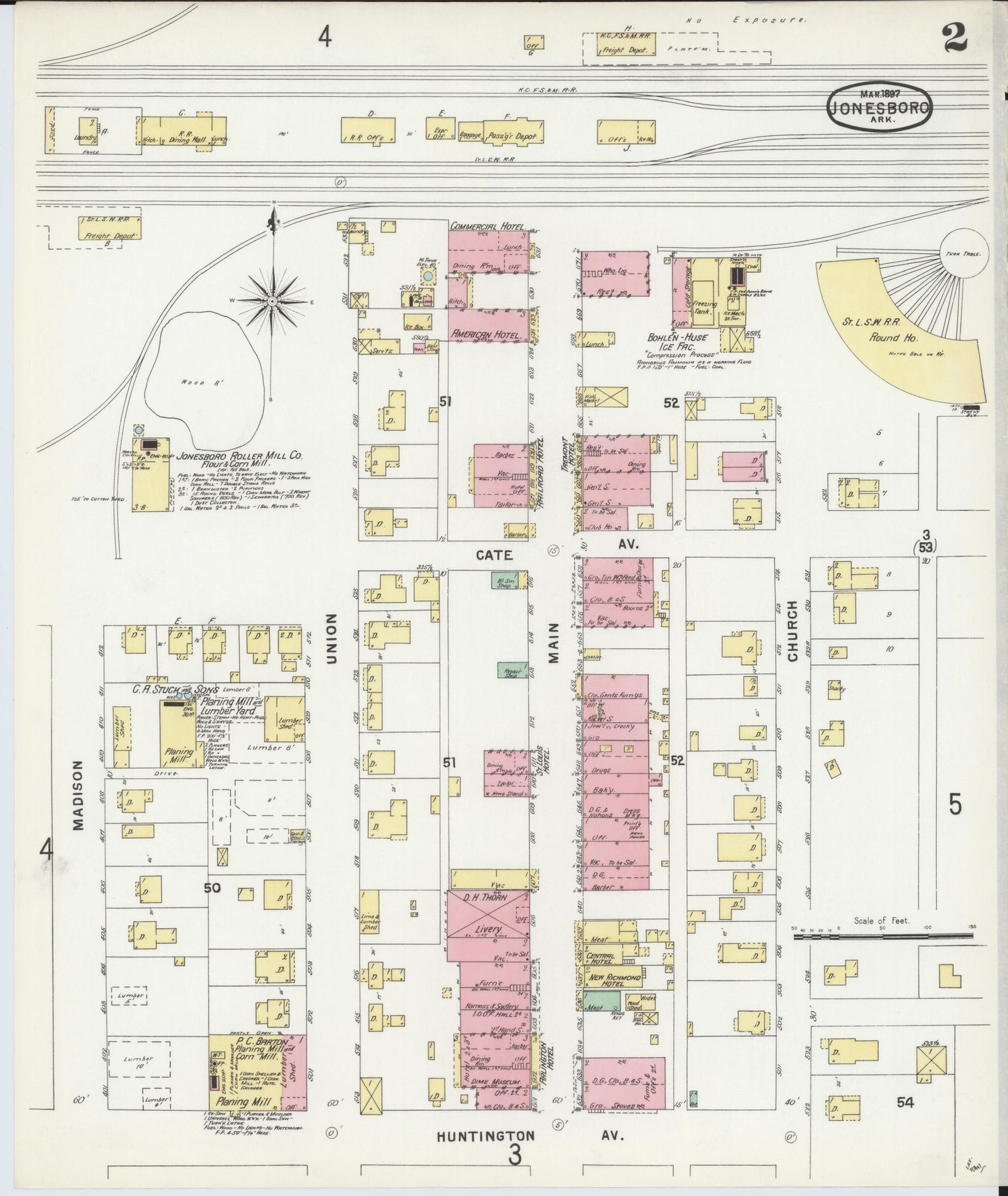 Sanborn Fire Insurance Map from Jonesboro, Craighead County, Arkansas (1897), Sheet #0002 - Complete Map Set gallery image, historic Sanborn map, vintage wall art, Arkansas Arkansas