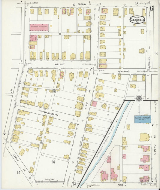 Sanborn Fire Insurance Map from Clearfield, Clearfield County, Pennsylvania (1917), Sheet #0006 - Historic Sanborn Fire Insurance Map Print, vintage old map wall art, antique decor, genealogy gift, Pennsylvania Pennsylvania map