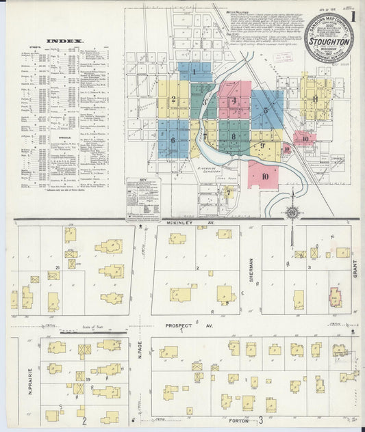 Sanborn Fire Insurance Map from Stoughton, Dane County, Wisconsin (1912), Sheet #0001 - Historic Sanborn Fire Insurance Map Print, vintage old map wall art, antique decor, genealogy gift, Wisconsin Wisconsin map