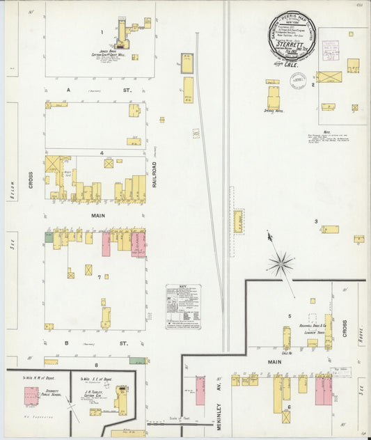 Sanborn Fire Insurance Map from Sterrett, Bryan County, Oklahoma (1901), Sheet #0001 - Historic Sanborn Fire Insurance Map Print, vintage old map wall art, antique decor, genealogy gift, Oklahoma Oklahoma map