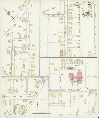 Sanborn Fire Insurance Map from New Brighton, Beaver County, Pennsylvania (1913), Sheet #0023 - Complete Map Set gallery image, historic Sanborn map, vintage wall art, Pennsylvania Pennsylvania