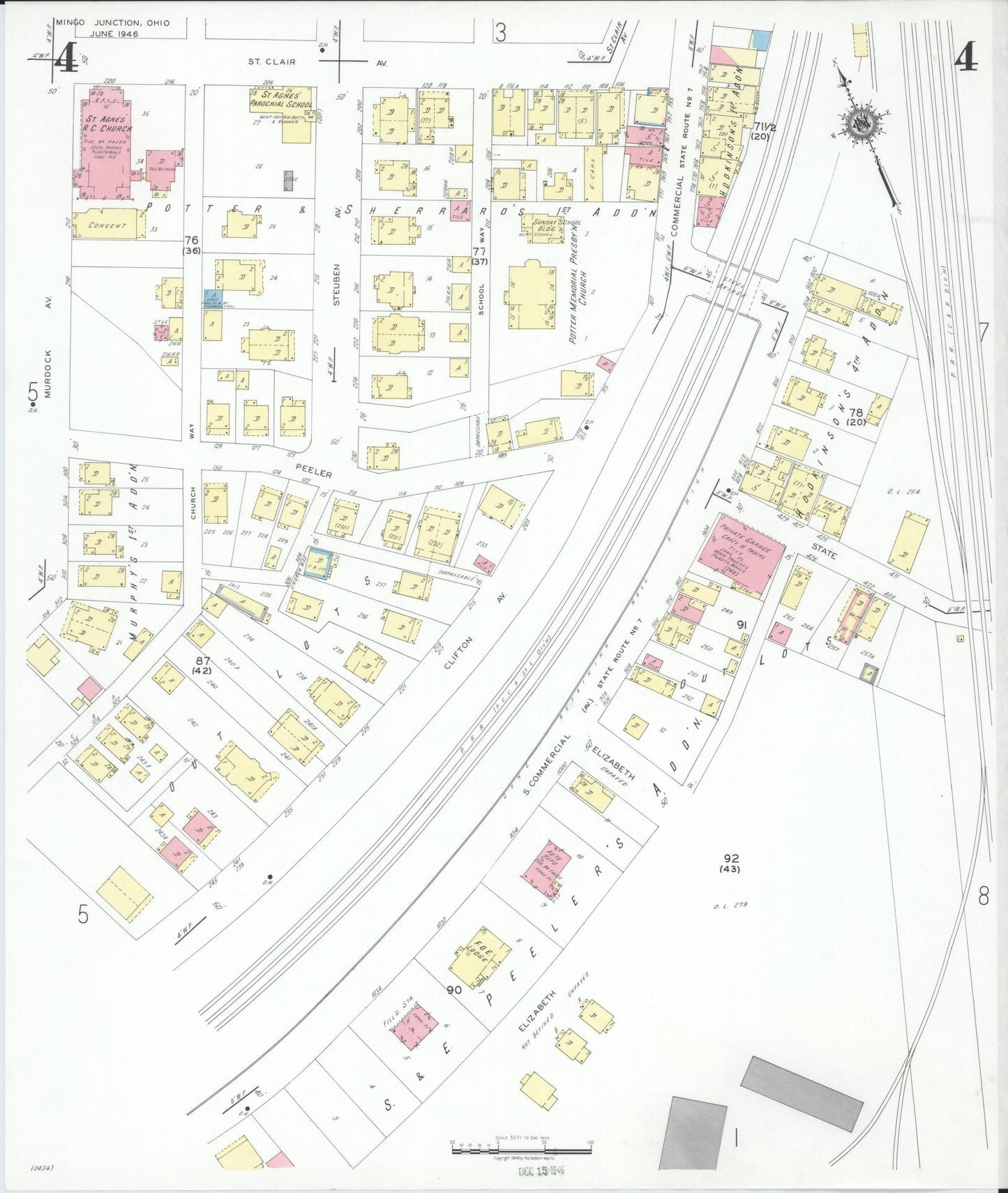 Sanborn Fire Insurance Map from Mingo Junction, Jefferson County, Ohio (1946), Sheet #0004 - Complete Map Set gallery image, historic Sanborn map, vintage wall art, Ohio Ohio