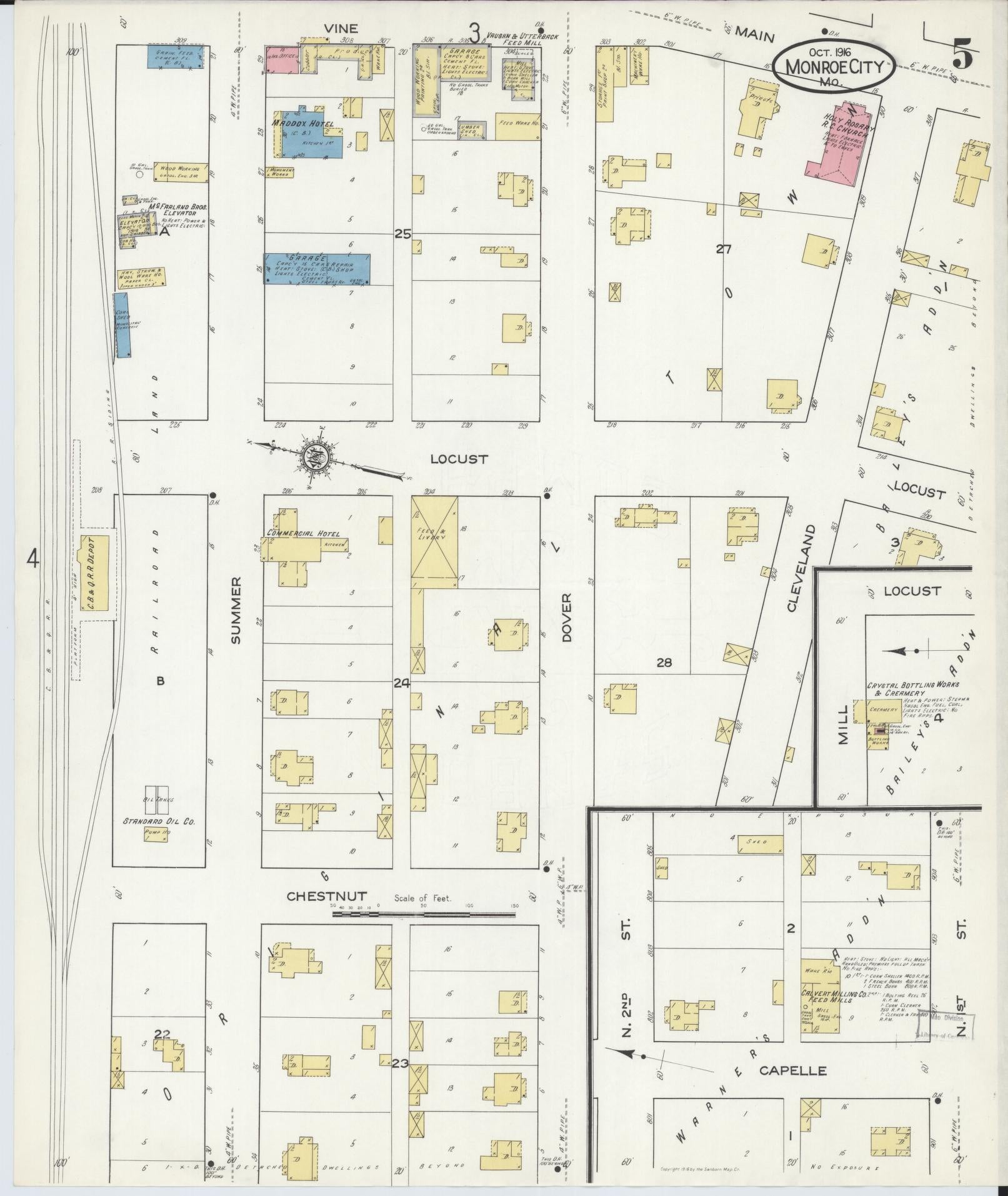 Sanborn Fire Insurance Map from Monroe City, Monroe County, Missouri (1916), Sheet #0005 - Complete Map Set gallery image, historic Sanborn map, vintage wall art, Missouri Missouri