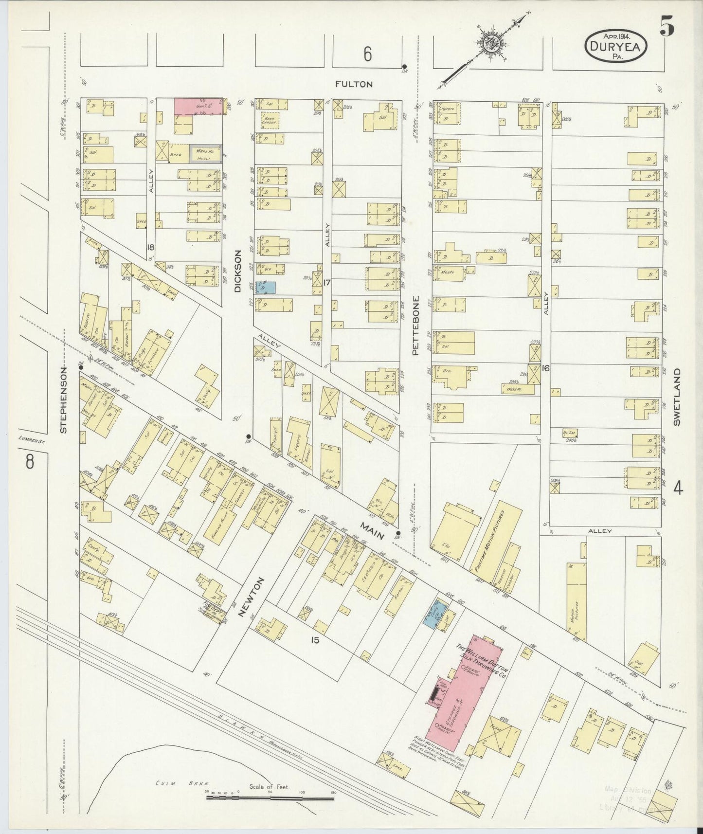 Sanborn Fire Insurance Map from Duryea, Luzerne County, Pennsylvania (1914), Sheet #0005 - Historic Sanborn Fire Insurance Map Print, vintage old map wall art, antique decor, genealogy gift, Pennsylvania Pennsylvania map
