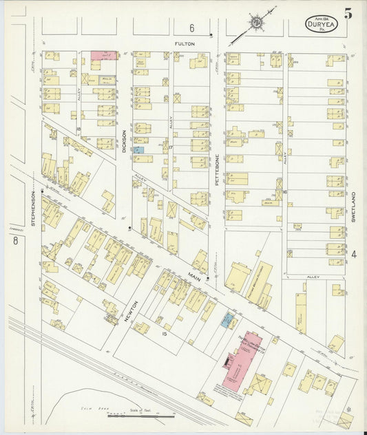 Sanborn Fire Insurance Map from Duryea, Luzerne County, Pennsylvania (1914), Sheet #0005 - Historic Sanborn Fire Insurance Map Print, vintage old map wall art, antique decor, genealogy gift, Pennsylvania Pennsylvania map