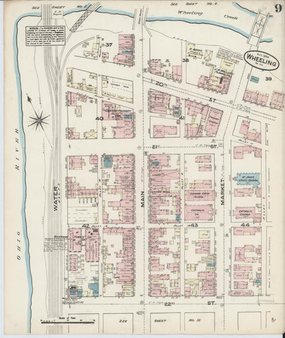 Sanborn Fire Insurance Map from Wheeling, Ohio County, West Virginia (1884), Sheet #0009 - Complete Map Set gallery image, historic Sanborn map, vintage wall art, West Virginia West Virginia