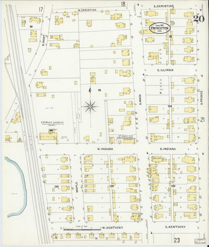 Sanborn Fire Insurance Map from Princeton, Gibson County, Indiana (1907), Sheet #0020 - Complete Map Set gallery image, historic Sanborn map, vintage wall art, Indiana Indiana