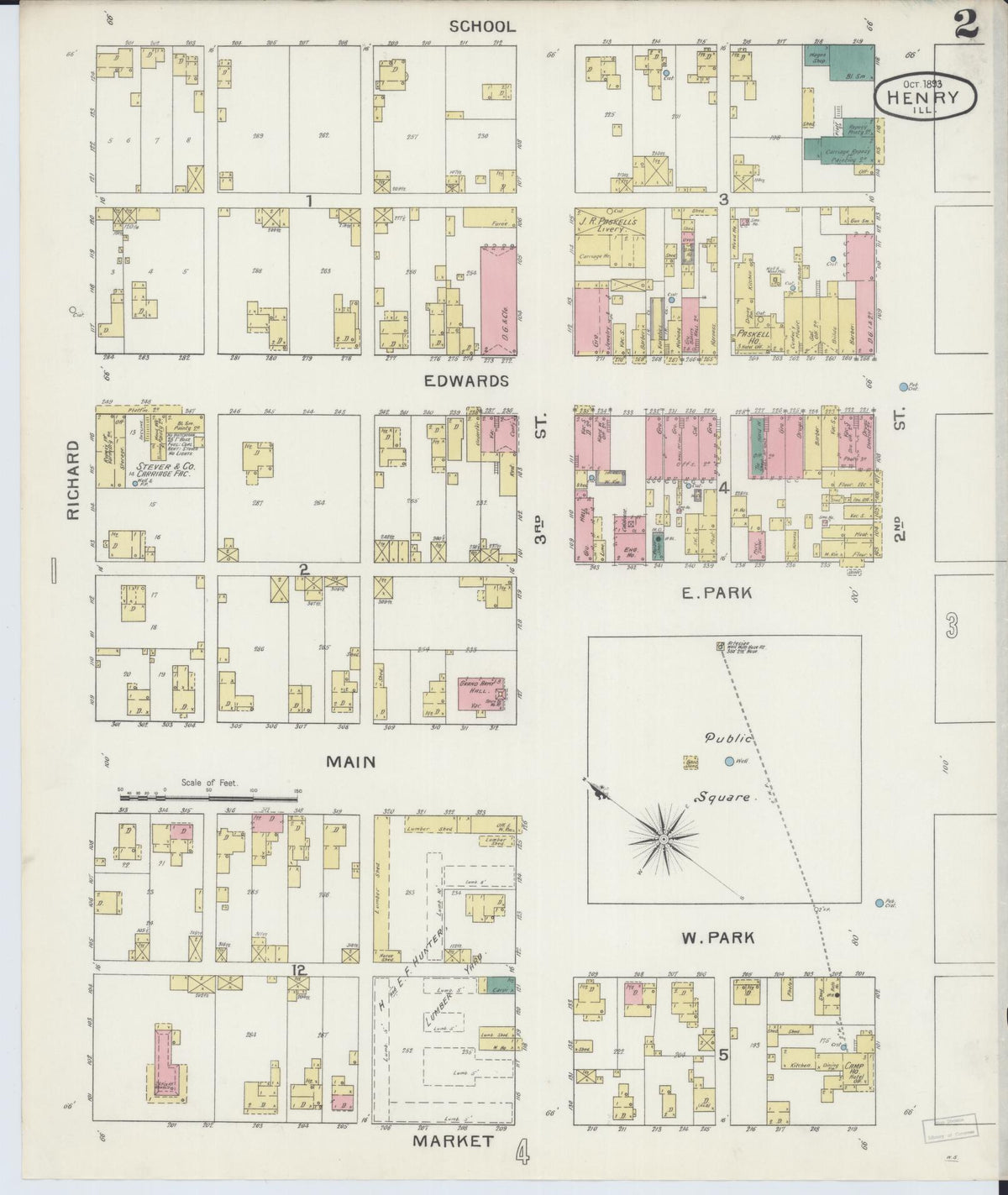 Sanborn Fire Insurance Map from Henry, Marshall County, Illinois (1893), Sheet #0002 - Complete Map Set gallery image, historic Sanborn map, vintage wall art, Illinois Illinois