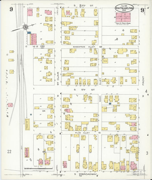 Sanborn Fire Insurance Map from New Philadelphia, Tuscarawas County, Ohio (1926), Sheet #0009 - Historic Sanborn Fire Insurance Map Print, vintage old map wall art, antique decor, genealogy gift, Ohio Ohio map