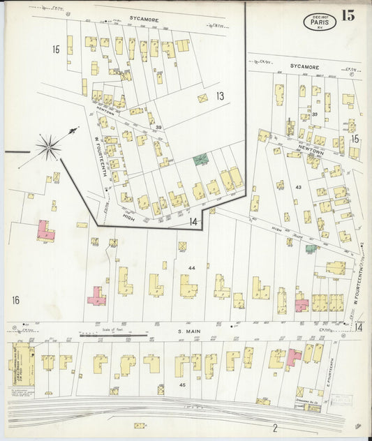 Sanborn Fire Insurance Map from Paris, Bourbon County, Kentucky (1907), Sheet #0015 - Historic Sanborn Fire Insurance Map Print, vintage old map wall art, antique decor, genealogy gift, Kentucky Kentucky map