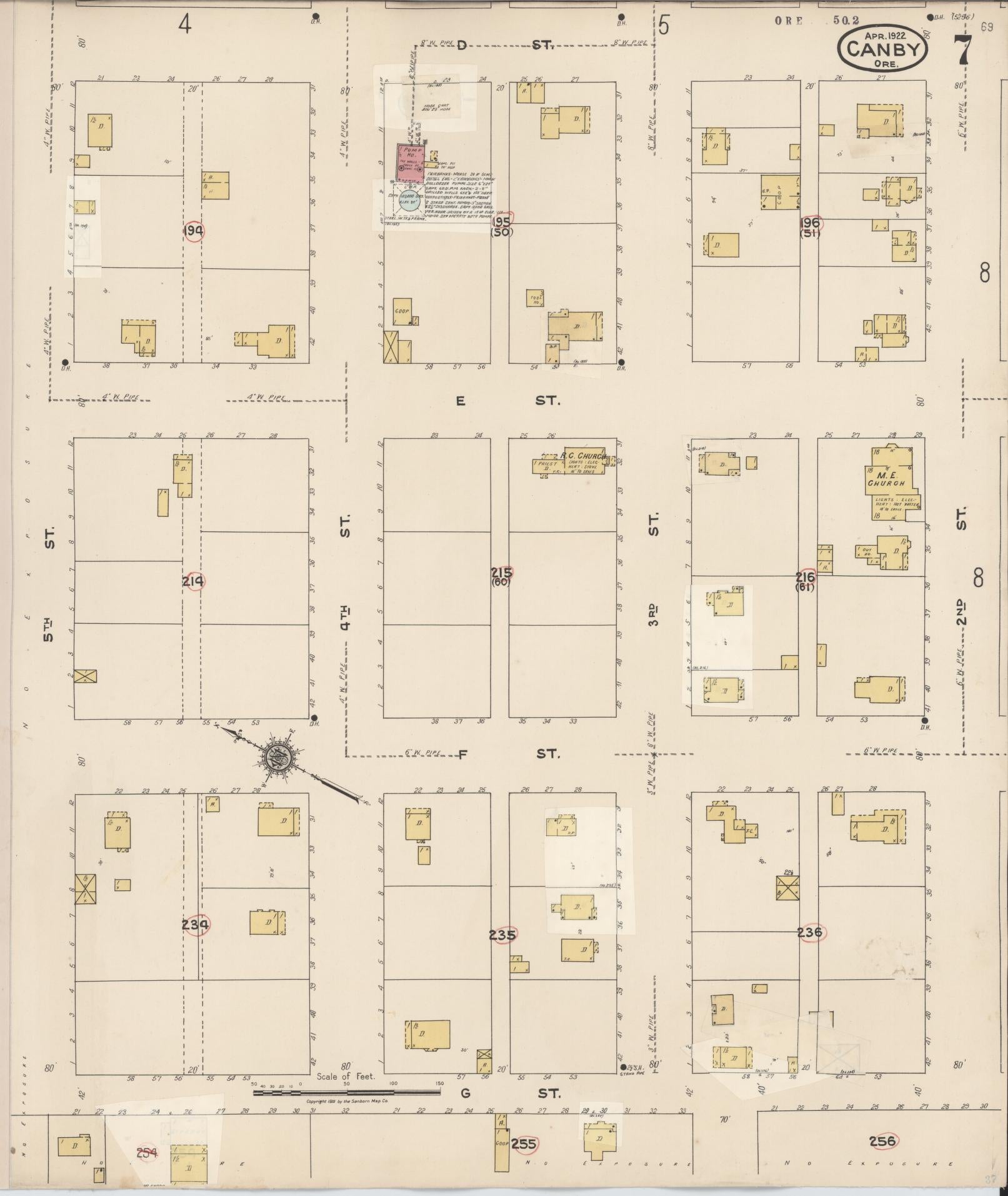 Sanborn Fire Insurance Map from Canby, Clackamas County, Oregon (1931), Sheet #0007 - Complete Map Set gallery image, historic Sanborn map, vintage wall art, Oregon Oregon