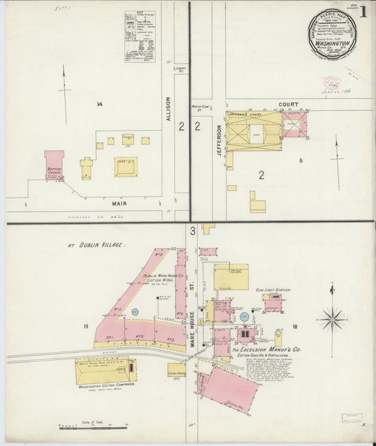 Sanborn Fire Insurance Map from Washington, Wilkes County, Georgia (1896), Sheet #0001 - Complete Map Set gallery image, historic Sanborn map, vintage wall art, Washington Washington