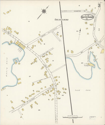 Sanborn Fire Insurance Map from Winter Harbor, Hancock County, Maine (1921), Sheet #0003 - Complete Map Set gallery image, historic Sanborn map, vintage wall art, Maine Maine