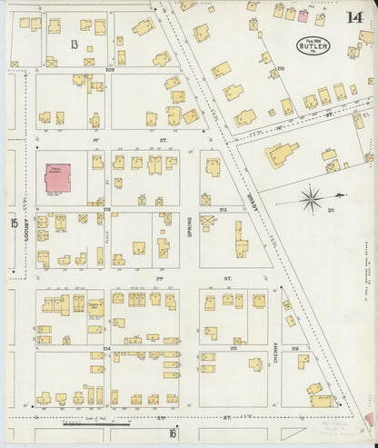 Sanborn Fire Insurance Map from Butler, Butler County, Pennsylvania (1906), Sheet #0014 - Complete Map Set gallery image, historic Sanborn map, vintage wall art, Pennsylvania Pennsylvania