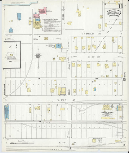 Sanborn Fire Insurance Map from Concordia, Cloud County, Kansas (1911), Sheet #0011 - Complete Map Set gallery image, historic Sanborn map, vintage wall art, Kansas Kansas