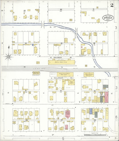 Sanborn Fire Insurance Map from Sprague, Lincoln County, Washington (1909), Sheet #0002 - Complete Map Set gallery image, historic Sanborn map, vintage wall art, Washington Washington