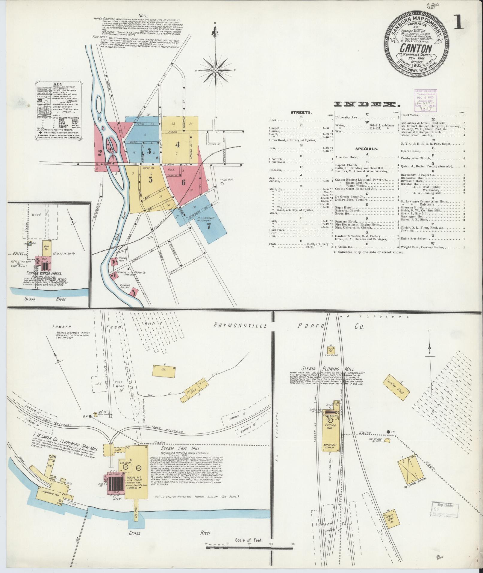 Sanborn Fire Insurance Map from Canton, St. Lawrence County, New York. (1905) – Historic Sanborn Fire Insurance Map Print