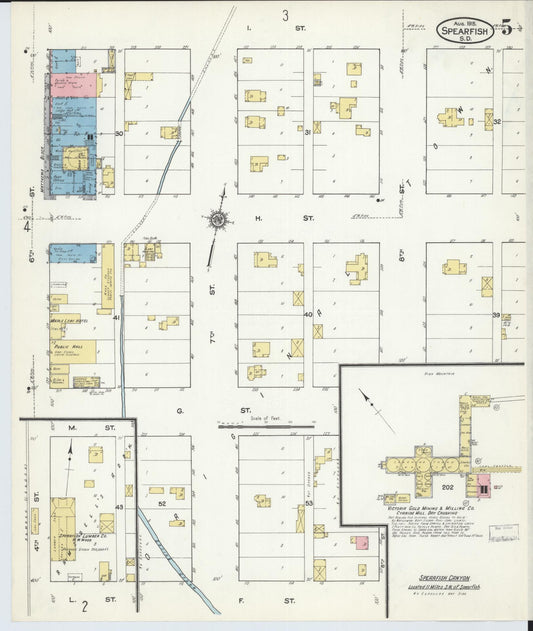 Sanborn Fire Insurance Map from Spearfish, Lawrence County, South Dakota (1915), Sheet #0005 - Historic Sanborn Fire Insurance Map Print, vintage old map wall art, antique decor, genealogy gift, South Dakota South Dakota map