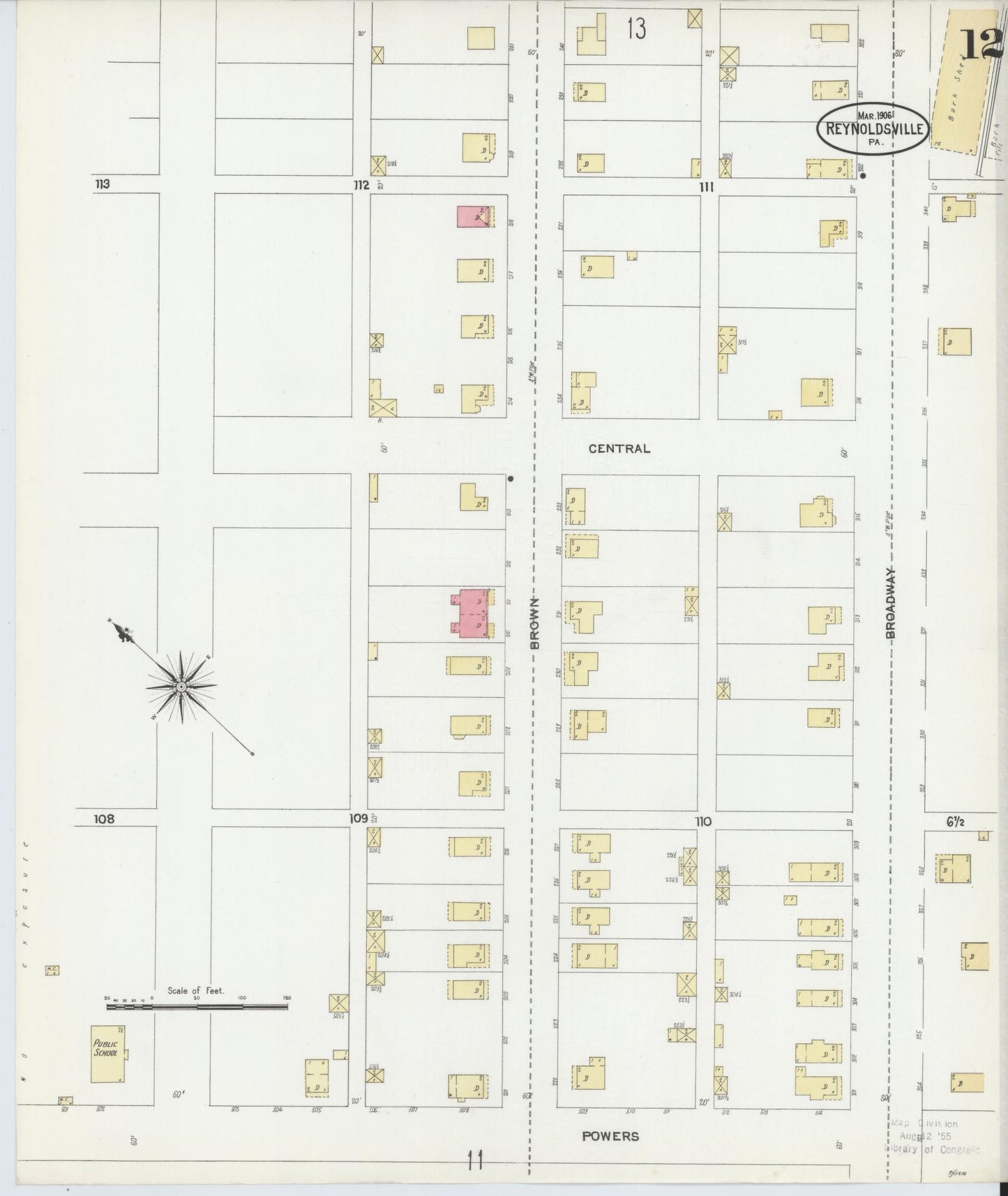 Sanborn Fire Insurance Map from Reynoldsville, Jefferson County, Pennsylvania (1906), Sheet #0012 - Complete Map Set gallery image, historic Sanborn map, vintage wall art, Pennsylvania Pennsylvania