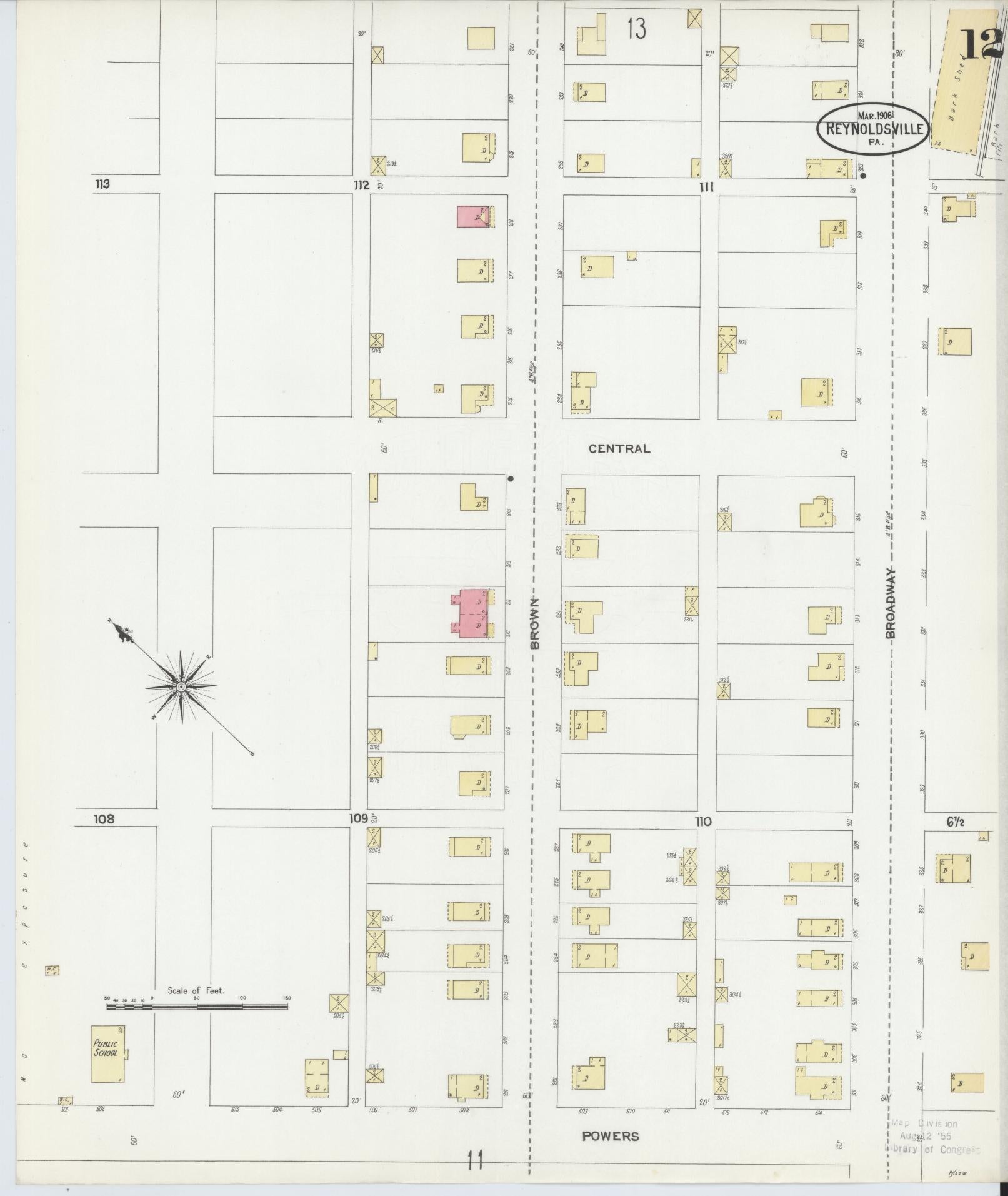 Sanborn Fire Insurance Map from Reynoldsville, Jefferson County, Pennsylvania (1906), Sheet #0012 - Complete Map Set gallery image, historic Sanborn map, vintage wall art, Pennsylvania Pennsylvania