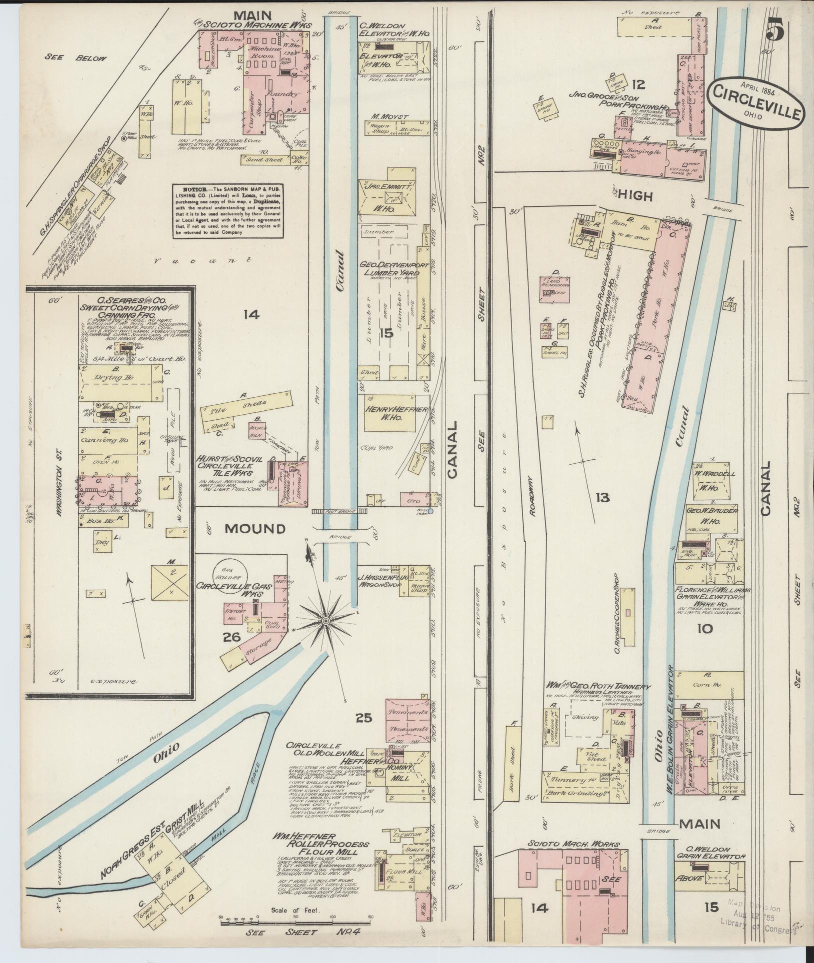 Sanborn Fire Insurance Map from Circleville, Pickaway County, Ohio (1884), Sheet #0005 - Complete Map Set gallery image, historic Sanborn map, vintage wall art, Ohio Ohio