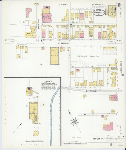 Sanborn Fire Insurance Map from Maysville, Mason County, Kentucky (1908), Sheet #0009 - Complete Map Set gallery image, historic Sanborn map, vintage wall art, Kentucky Kentucky