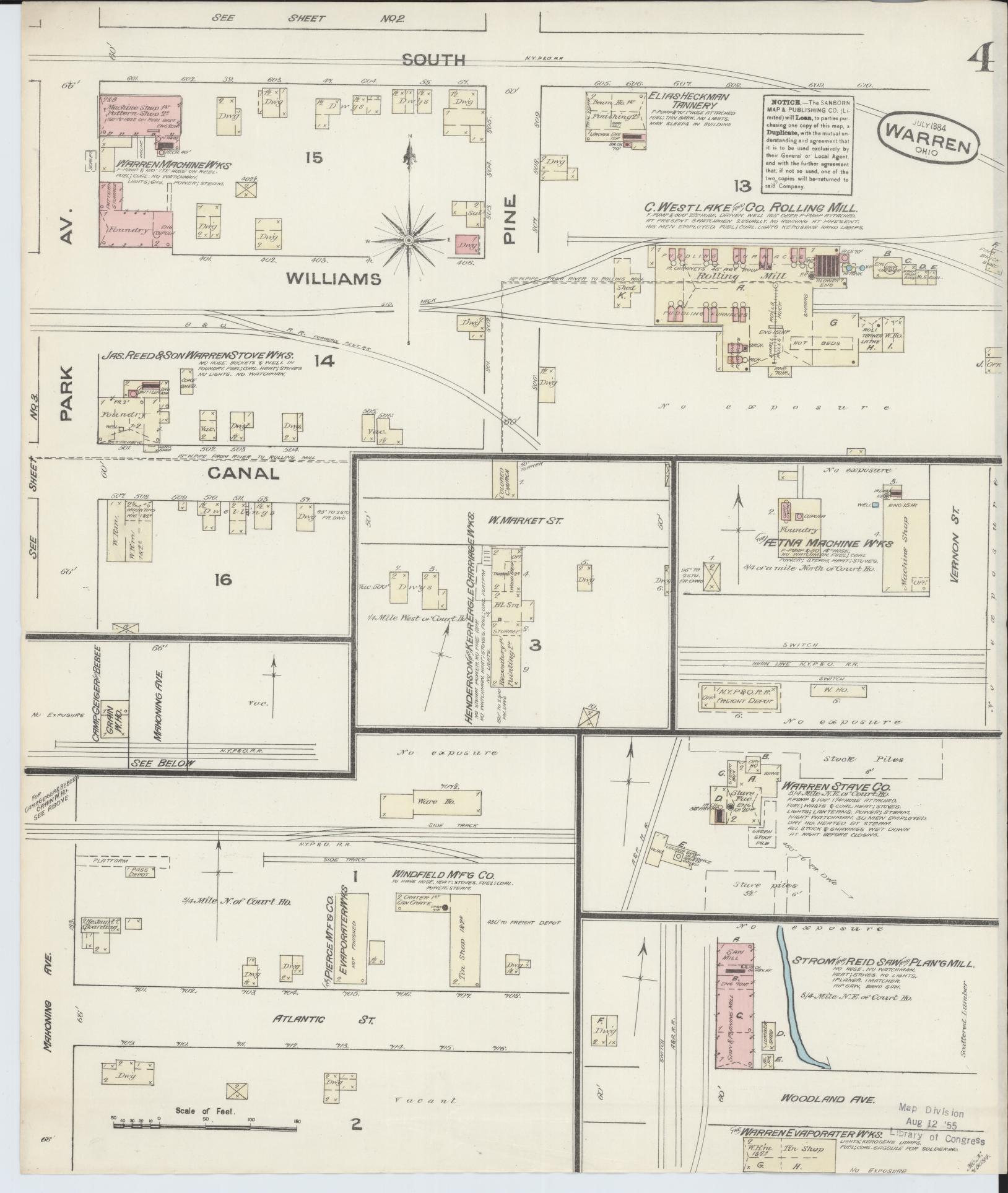 Sanborn Fire Insurance Map from Warren, Trumbull County, Ohio (1884), Sheet #0004 - Complete Map Set gallery image, historic Sanborn map, vintage wall art, Ohio Ohio
