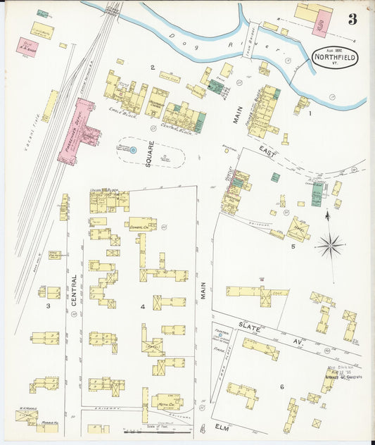 Sanborn Fire Insurance Map from Northfield, Washington County, Vermont (1892), Sheet #0003 - Historic Sanborn Fire Insurance Map Print, vintage old map wall art, antique decor, genealogy gift, Vermont Vermont map