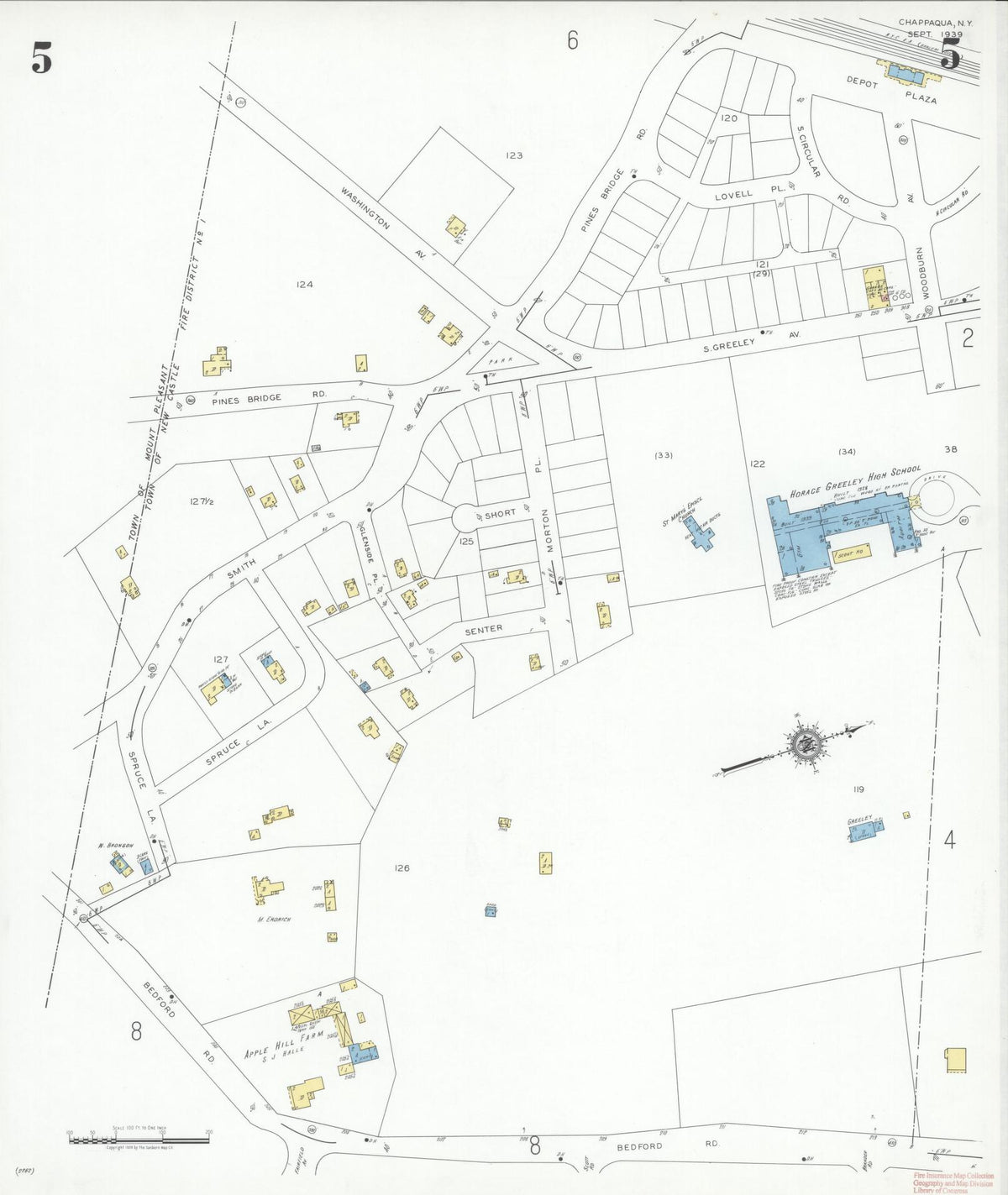 Sanborn Fire Insurance Map from Chappaqua, Westchester County, New York (1939), Sheet #0005 - Complete Map Set gallery image, historic Sanborn map, vintage wall art, New York New York