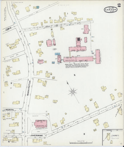 Sanborn Fire Insurance Map from Canton, Norfolk County, Massachusetts (1891), Sheet #0002 - Historic Sanborn Fire Insurance Map Print, vintage old map wall art, antique decor, genealogy gift, Massachusetts Massachusetts map