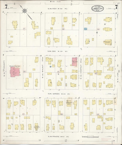 Sanborn Fire Insurance Map from Lake City, Wabasha County, Minnesota (1938), Sheet #0007 - Historic Sanborn Fire Insurance Map Print, vintage old map wall art, antique decor, genealogy gift, Minnesota Minnesota map