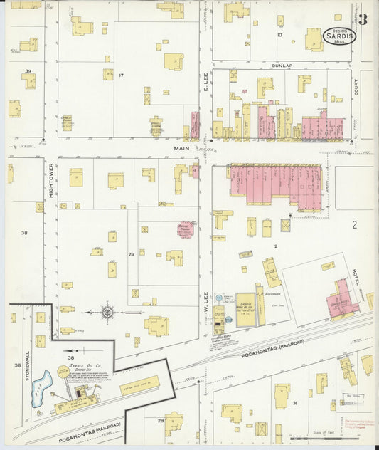 Sanborn Fire Insurance Map from Sardis, Panola County, Mississippi (1915), Sheet #0003 - Historic Sanborn Fire Insurance Map Print, vintage old map wall art, antique decor, genealogy gift, Mississippi Mississippi map