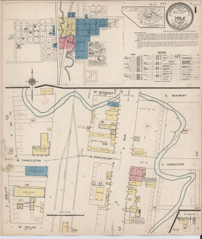 Sanborn Fire Insurance Map from Yale, Payne County, Oklahoma (1922), Sheet #0001 - Complete Map Set gallery image, historic Sanborn map, vintage wall art, Oklahoma Oklahoma