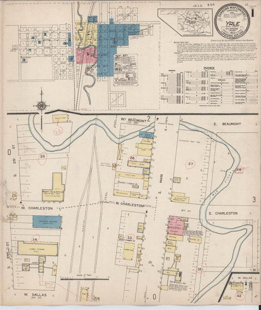 Sanborn Fire Insurance Map from Yale, Payne County, Oklahoma (1922), Sheet #0001 - Complete Map Set gallery image, historic Sanborn map, vintage wall art, Oklahoma Oklahoma
