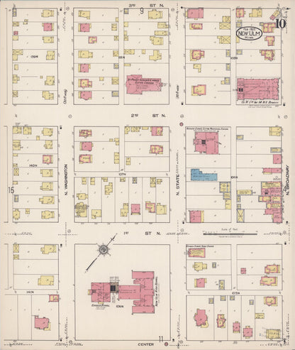 Sanborn Fire Insurance Map from New Ulm, Brown County, Minnesota (1922), Sheet #0010 - Historic Sanborn Fire Insurance Map Print, vintage old map wall art, antique decor, genealogy gift, Minnesota Minnesota map