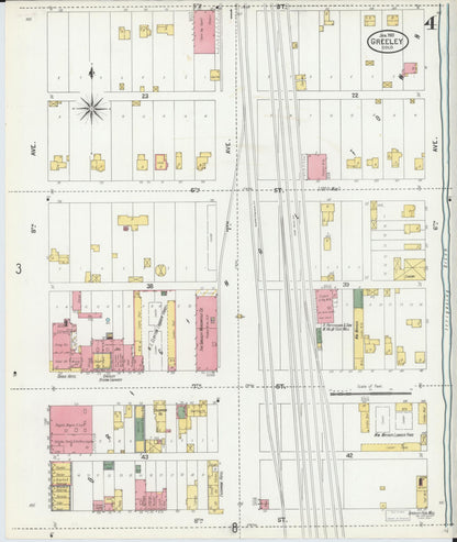 Sanborn Fire Insurance Map from Greeley, Weld County, Colorado (1901), Sheet #0004 - Complete Map Set gallery image, historic Sanborn map, vintage wall art, Colorado Colorado