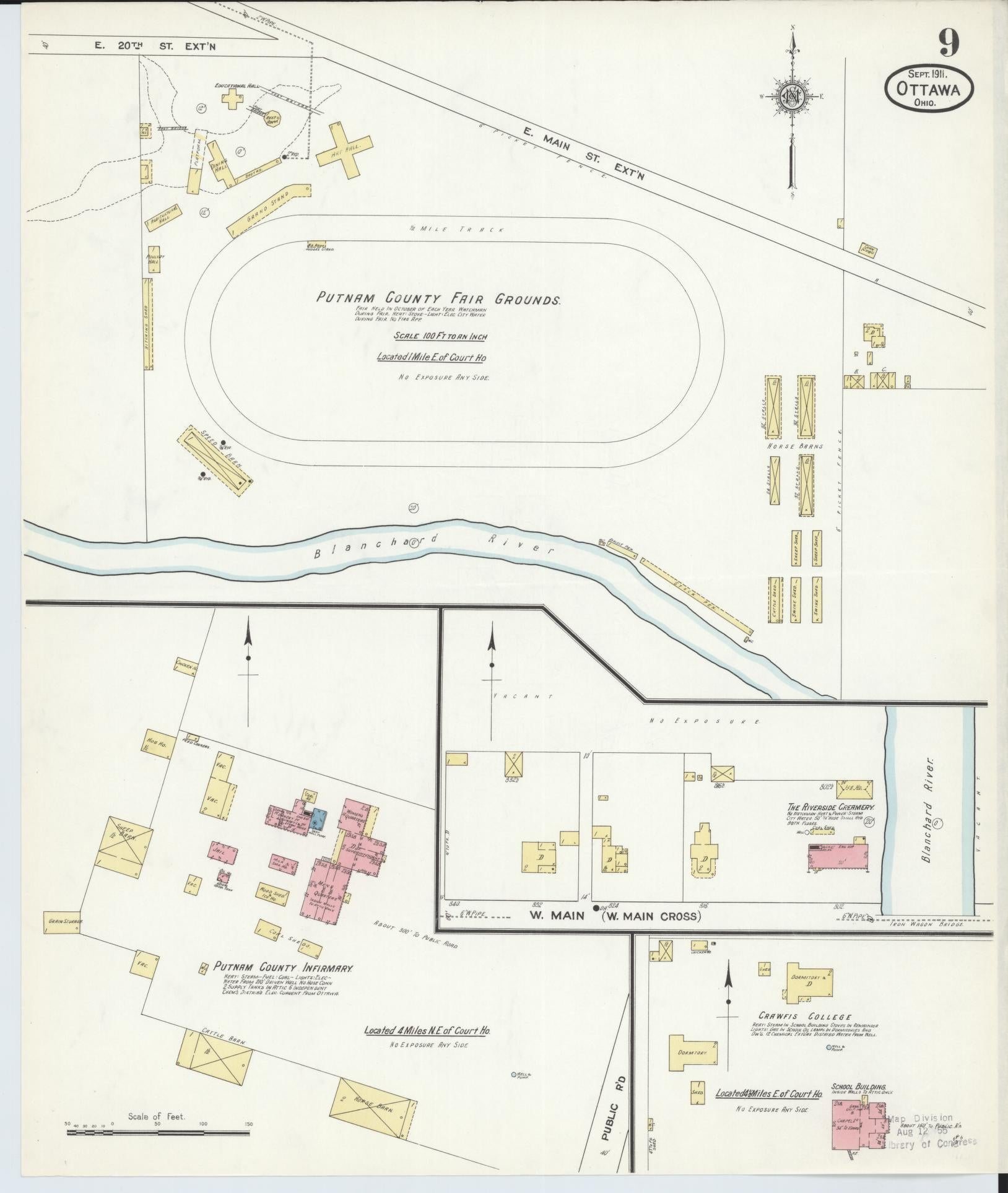 Sanborn Fire Insurance Map from Ottawa, Putnam County, Ohio (1911), Sheet #0009 - Complete Map Set gallery image, historic Sanborn map, vintage wall art, Ohio Ohio