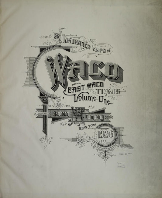 Sanborn Fire Insurance Map from Waco, McLennan County, Texas (1926), Sheet #0001 - Historic Sanborn Fire Insurance Map Print, vintage old map wall art, antique decor, genealogy gift, Texas Texas map