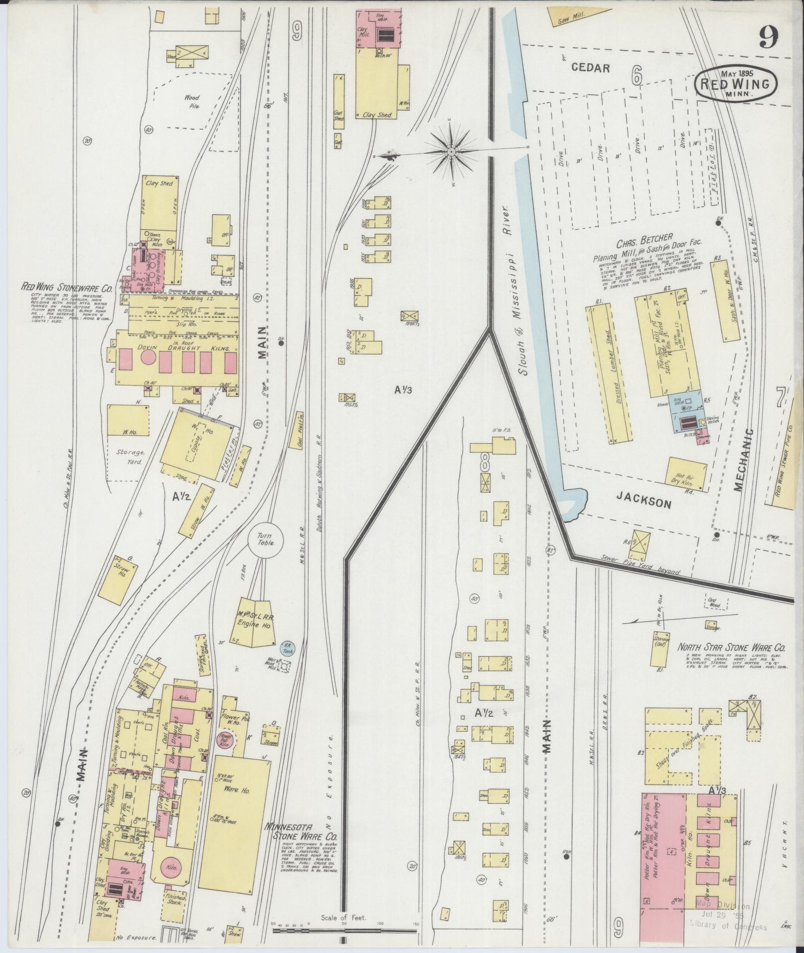 Sanborn Fire Insurance Map from Red Wing, Goodhue County, Minnesota (1895), Sheet #0009 - Complete Map Set gallery image, historic Sanborn map, vintage wall art, Minnesota Minnesota