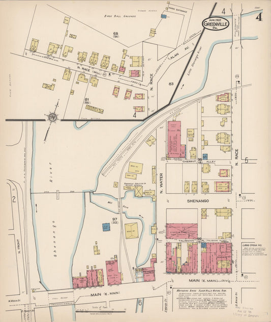 Sanborn Fire Insurance Map from Greenville, Mercer County, Pennsylvania (1922), Sheet #0004 - Historic Sanborn Fire Insurance Map Print, vintage old map wall art, antique decor, genealogy gift, Pennsylvania Pennsylvania map