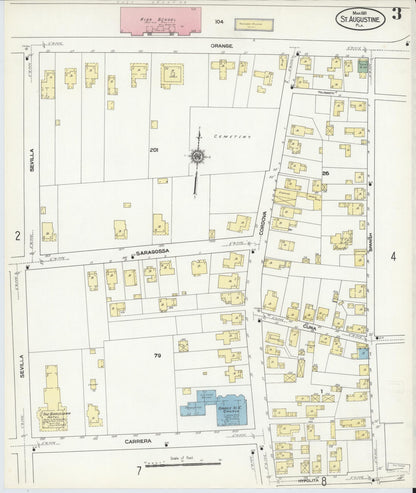 Sanborn Fire Insurance Map from Saint Augustine, Saint John's County, Florida (1910), Sheet #0003 - Complete Map Set gallery image, historic Sanborn map, vintage wall art, Florida Florida