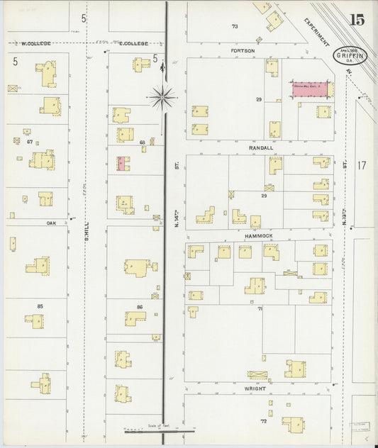 Sanborn Fire Insurance Map from Griffin, Spalding County, Georgia (1905), Sheet #0015 - Historic Sanborn Fire Insurance Map Print, vintage old map wall art, antique decor, genealogy gift, Georgia Georgia map