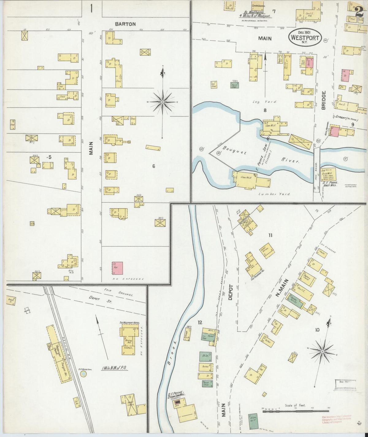 Sanborn Fire Insurance Map from Westport, Essex County, New York (1901), Sheet #0002 - Complete Map Set gallery image, historic Sanborn map, vintage wall art, New York New York