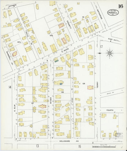 Sanborn Fire Insurance Map from Hornell, Steuben County, New York (1909), Sheet #0016 - Complete Map Set gallery image, historic Sanborn map, vintage wall art, New York New York