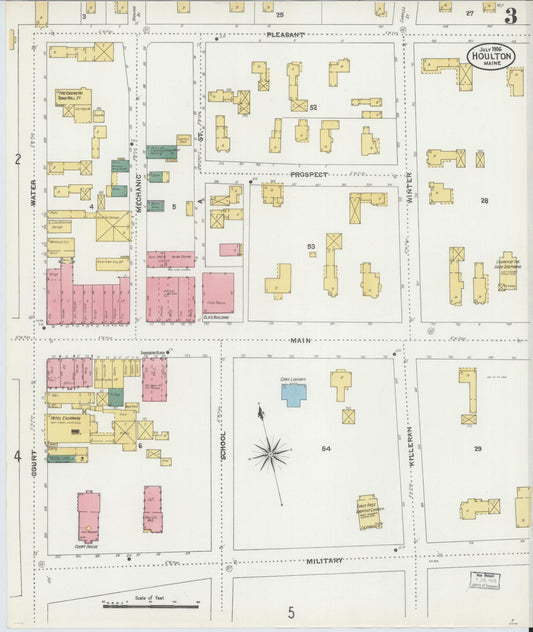 Sanborn Fire Insurance Map from Houlton, Aroostook County, Maine (1906), Sheet #0003 - Historic Sanborn Fire Insurance Map Print, vintage old map wall art, antique decor, genealogy gift, Maine Maine map