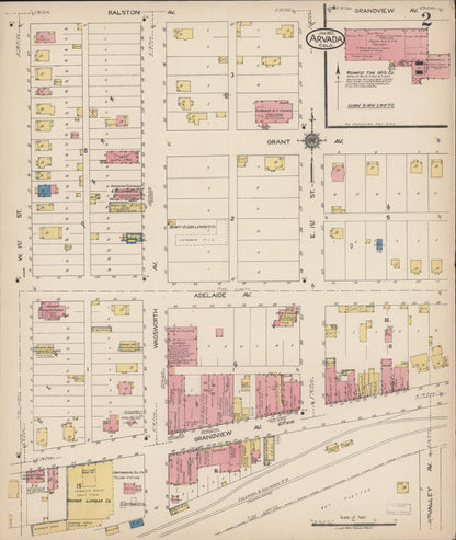 Sanborn Fire Insurance Map from Arvada, Jefferson County, Colorado (1922), Sheet #0002 - Complete Map Set gallery image, historic Sanborn map, vintage wall art, Colorado Colorado