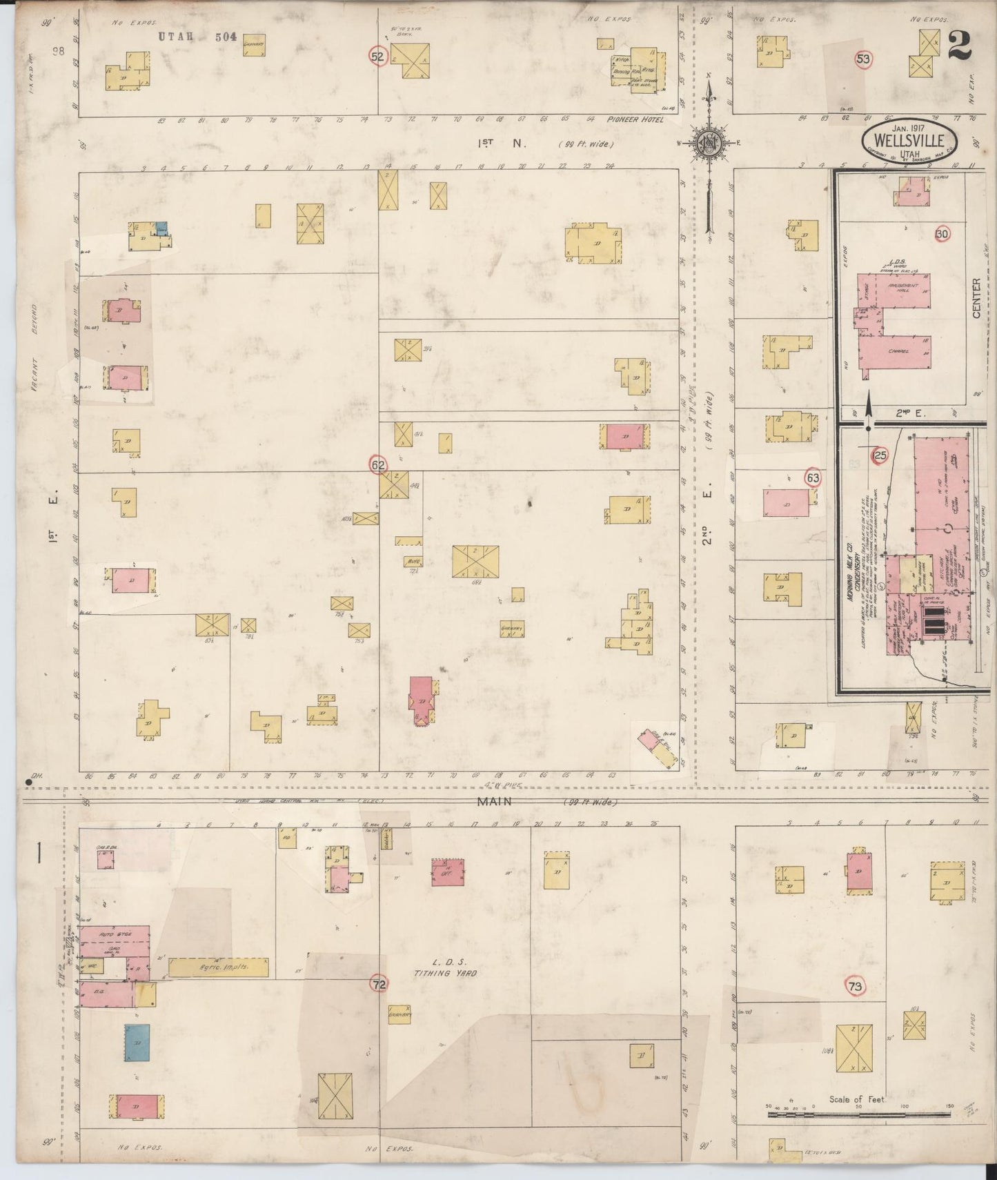 Sanborn Fire Insurance Map from Wellsville, Cache County, Utah (1929), Sheet #0002 - Complete Map Set gallery image, historic Sanborn map, vintage wall art, Utah Utah