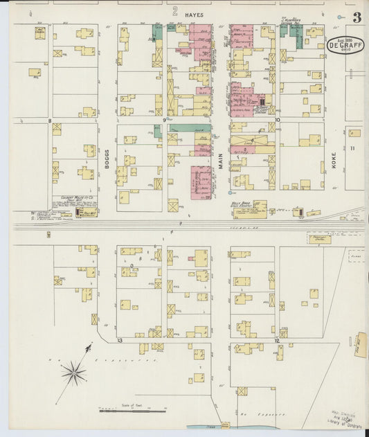 Sanborn Fire Insurance Map from Degraff, Logan County, Ohio (1895), Sheet #0003 - Historic Sanborn Fire Insurance Map Print, vintage old map wall art, antique decor, genealogy gift, Ohio Ohio map