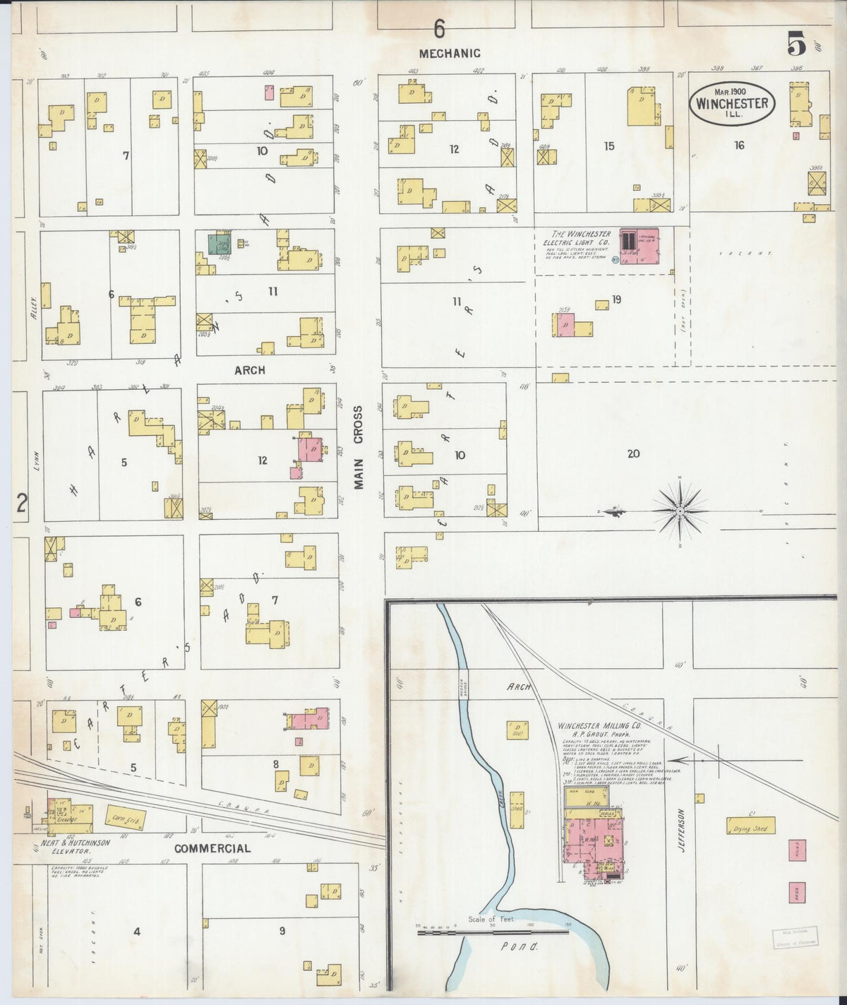 Sanborn Fire Insurance Map from Winchester, Scott County, Illinois (1900), Sheet #0005 - Historic Sanborn Fire Insurance Map Print, vintage old map wall art, antique decor, genealogy gift, Illinois Illinois map